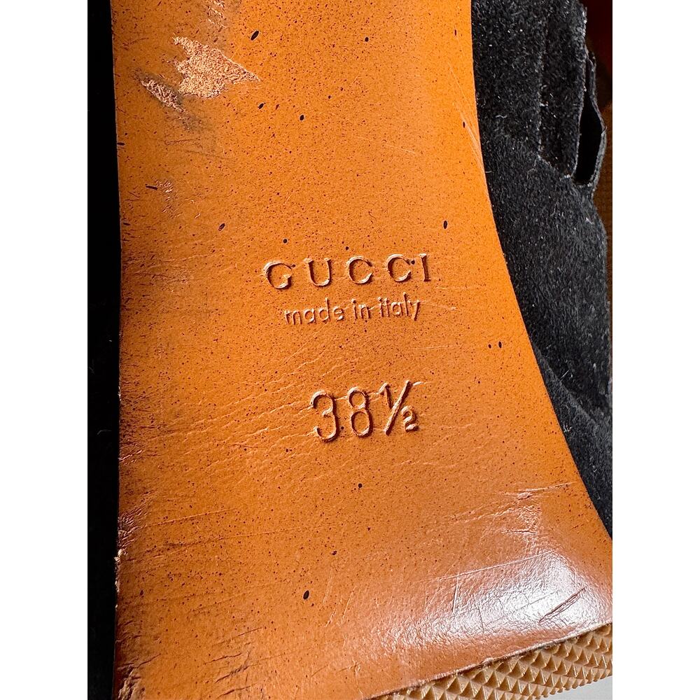 Gucci Women's Black Suede Fringe Trim Accent Lace-Up Boots - Picture 6 of 6